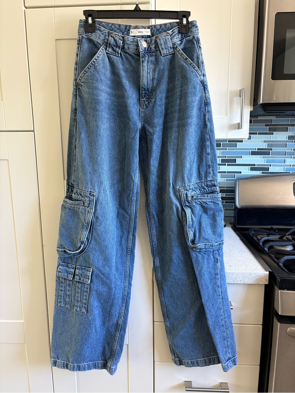 Mango wide leg pocket cargo jeans